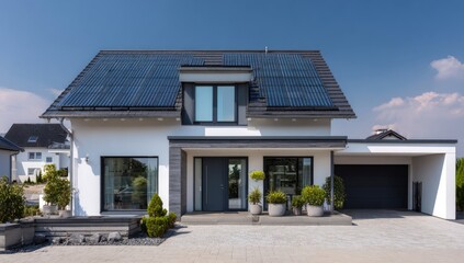 Modern house with solar panels