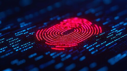 Close up macro of biometric scanner integrated into Military Information Technology access system.