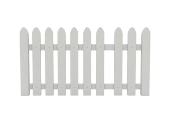 Isolated picket fence section, exterior garden enclosure, decorative barrier structure