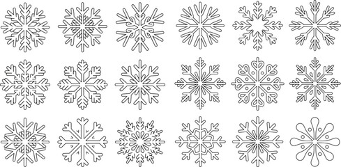 Detailed Snowflake Vector Set – Christmas Winter Icons Illustration Isolate on White Background