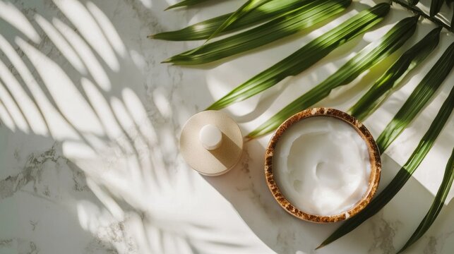Coconut with cream styled tropical lifestyle advertising product composition photography wellness