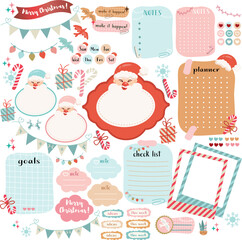 santa claus christmas borders sticker set check list for xmas shopping with scrapbooking elements
