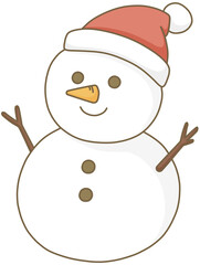겨울눈사람_산타모자쓴_귀여운눈사람_겨울일러스트