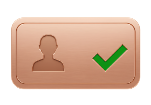 Isolated member verified identification card, business approval, confirmation button