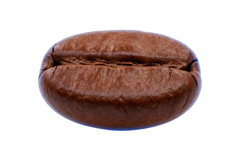 Isolated, roasted coffee bean showcasing detailed texture and rich brown color, ready to brew