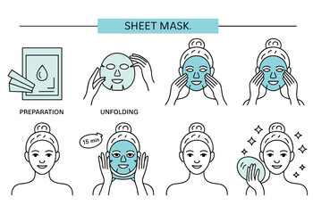 Facial Skincare Routine with Sheet Mask Illustration for Healthy and Glowing Skin