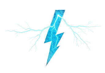 Isolated electric lightning bolt symbol, bright and dynamic, power and energy concept