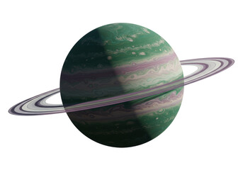 Obraz premium Isolated gas giant planet with rings. Space scene of an alien planet with a ring system.