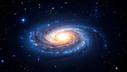 Fototapeta premium Spiral galaxy in deep space with galactic arms bending around