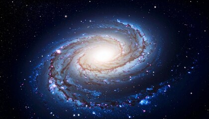 Spiral galaxy in deep space with galactic arms bending around