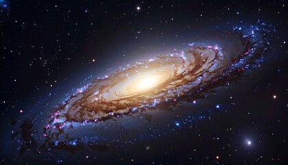 Fototapeta premium Spiral galaxy in deep space with galactic arms bending around