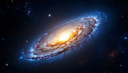 Naklejka premium Spiral galaxy in deep space with galactic arms bending around