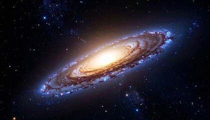 Naklejka premium Spiral galaxy in deep space with galactic arms bending around