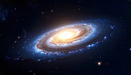 Fototapeta premium Spiral galaxy in deep space with galactic arms bending around