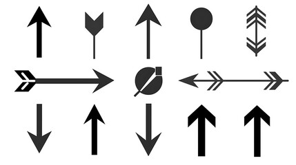 Collection of Diverse Arrow Symbols and Pointer Icons for Navigation and Direction