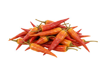 Isolated pile of hot and colorful chillies, a healthy spicy ingredient for cooking