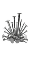 An assortment of industrial steel construction nails.