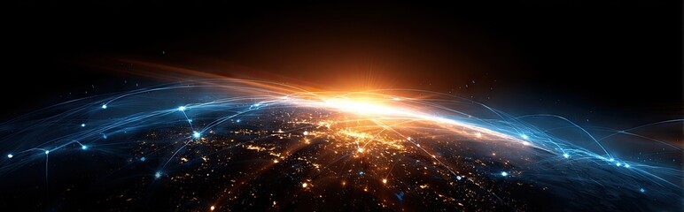 Sunrise over Earth from Space.