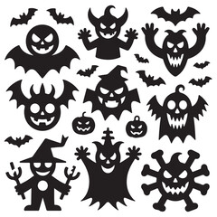 Obraz premium The Halloween vector, silhouette style, white background.