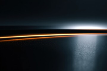 Stunning abstract digital illustration featuring a futuristic glowing light trail over a sleek dark surface, perfect for technology and innovation themes