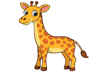 Charming Giraffe with Warm Yellow Tones on White Background