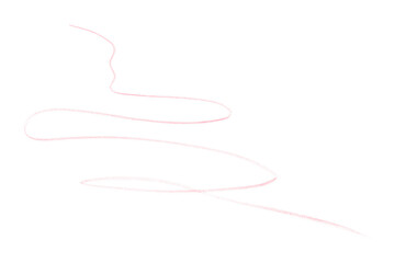 Hand drawn pink pencil lines, circles, stripes and squiggly lines on transparent background.
