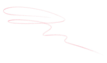 Hand drawn pink pencil lines, circles, stripes and squiggly lines on transparent background.