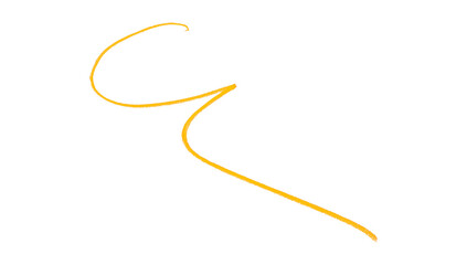 Hand drawn yellow pencil lines, circles, stripes and squiggly lines on a transparent background.