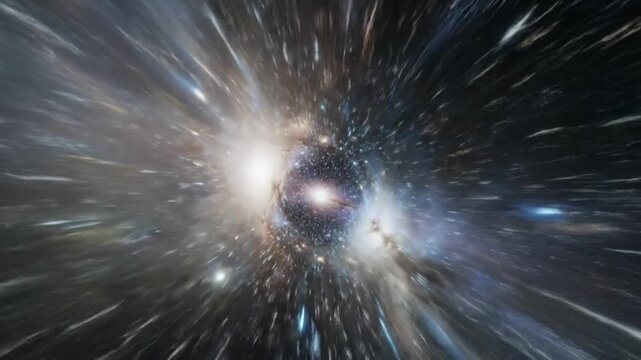 3D animation entering a massive black hole, light bending around the event horizon, hyper-realistic gravitational effect, ultra HD, cinematic cosmic journey