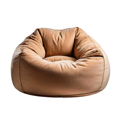  Cozy bean bag chair in soft beige fabric, fluffy and comfortable, isolated on a transparent_.png