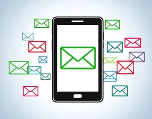 Smartphone displaying emails