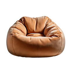  Cozy bean bag chair in soft beige fabric, fluffy and comfortable, isolated on a transparent_.png