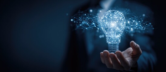 Digital Lightbulb Idea Concept.