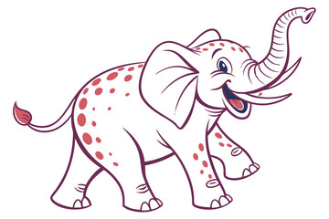 Cheerful Cartoon Elephant with Red Spots on White Background