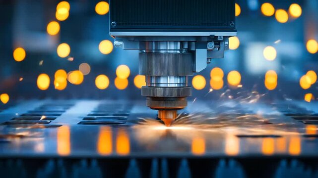 A bright-lit conveyor of engines, close-up perspective on polished steel blocks aligned in perfect rows.