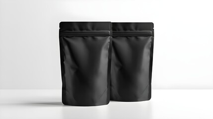 Black Pouch packing,white background 