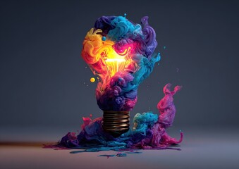 Colorful Lightbulb Idea Concept Image.