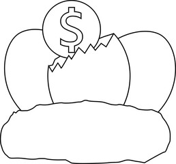 broken egg and dollar coin icon on a white background