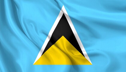 Saint Lucia flag with blue field and twin triangle design