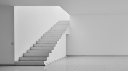 Obraz premium A clean minimalist staircase disappearing into white space.