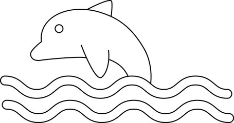 ocean wave icon and dolphin icon with white background