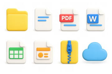Colorful 3d document icons illustration for digital use