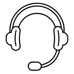 Customer support headset icon, black line art, Black Vector / Illustration Style