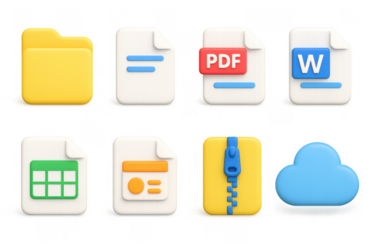 Colorful 3d document icons illustration for digital use - Powered by Adobe