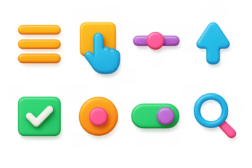 Colorful 3d ui icons illustration for digital design and apps