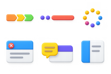 Colorful 3d ui icons illustration for simple and modern design projects