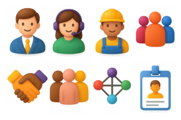 Colorful 3d icons grid illustration for business and communication design