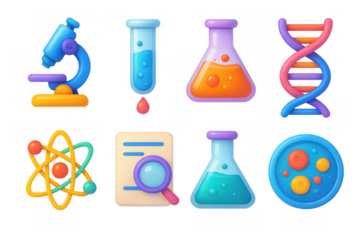 Science icon grid illustration for educational design in flat style