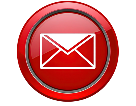 Red circular button icon depicting a white email envelope