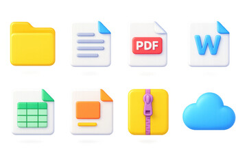 3d document icons illustration for office and digital organization design